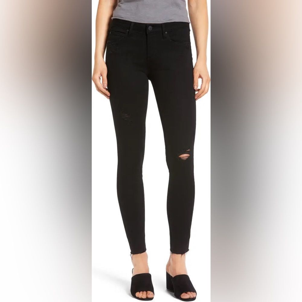 Articles of Society Sarah Cut-Off Hem Skinny Jeans Fenton Black Stretch Cotton